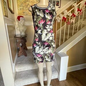 Topshop Tropical Jungle Bird of Paradise Tank Dress Sz 8 Hawaiian 🌴Palm Trees